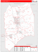 San Joaquin County, CA Digital Map Red Line Style